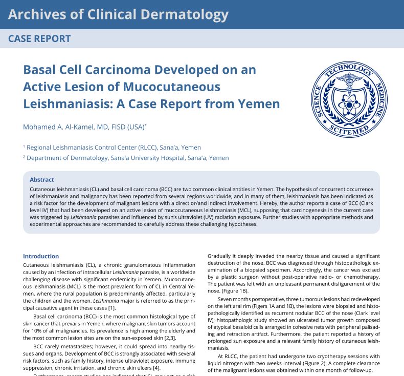 Basal Cell Carcinoma Developed on an Active Lesion of Mucocutaneous Leishmaniasis: A Case Report from Yemen