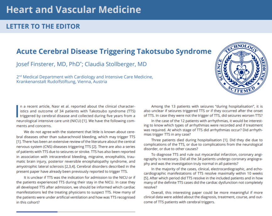 Acute Cerebral Disease Triggering Takotsubo Syndrome