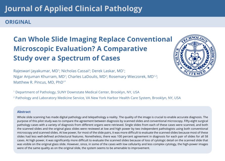 Can Whole Slide Imaging Replace Conventional Microscopic Evaluation? A Comparative Study over a Spectrum of Cases