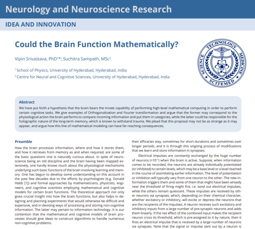 Could the Brain Function Mathematically?
